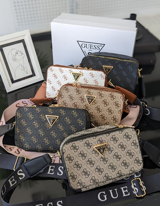 сумка с широким ремнем через плечо трендовая Guess кросс-боді міні лого AN24 Вінниця - зображення 1