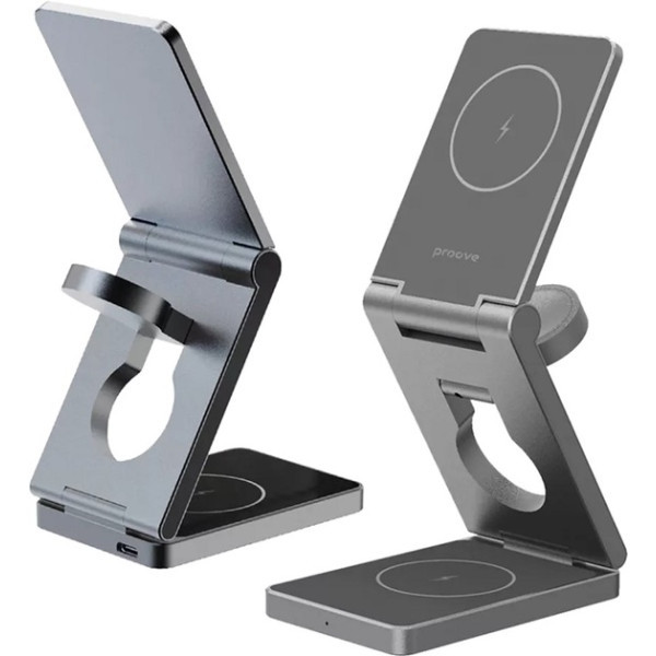 Бездротовий зарядний пристрій Proove Titan Volt 3 in 1 Gray (WSTV15000003) (Код товару:41685) Харків - зображення 2