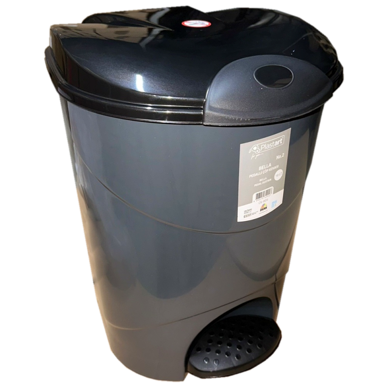 Ведро для мусора с педалью Irak Plastik Bella No3 30л антрацитовое Київ - зображення 1