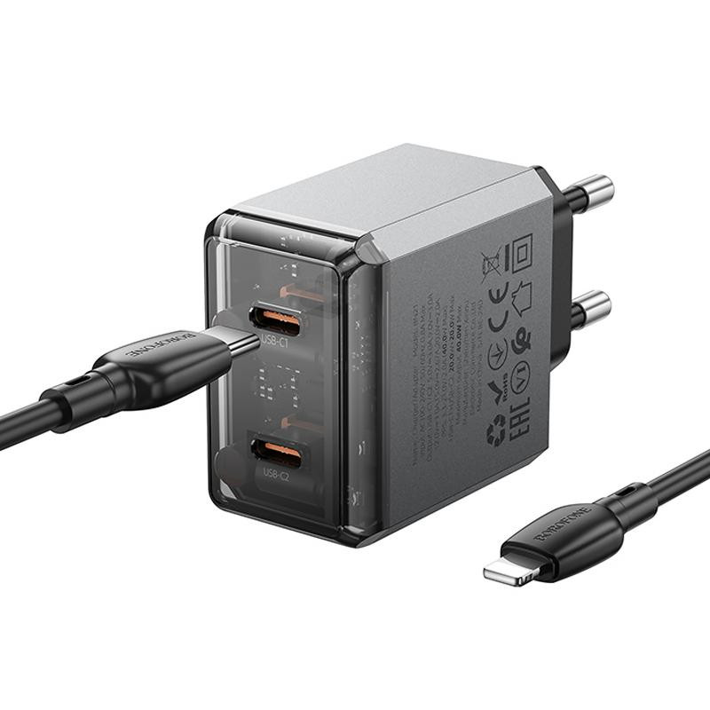 СЗУ Borofone BN21 Lena PD40W+QC3.0 (2USB-C) + кабель Type-C to Lightning Херсон - изображение 4