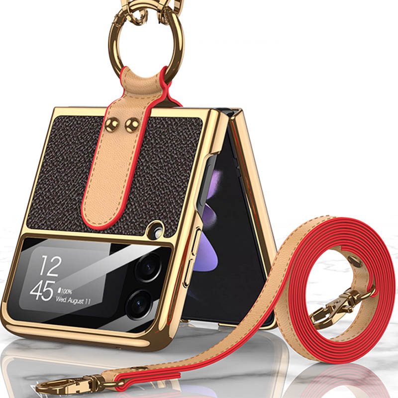 Кожаный чехол GKK with ring and strap для Samsung Galaxy Z Flip4 Херсон - изображение 5