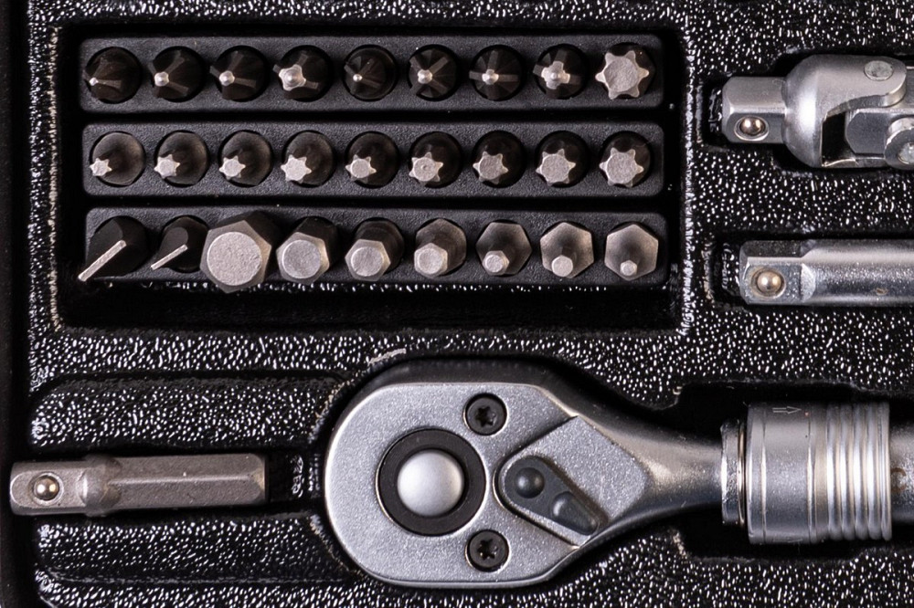 Набор инструментов MASTERTOOL PROFI ¼" 45 шт 4-13 мм телескопическая трещотка CrV50BV30 металлически Харьков - изображение 4