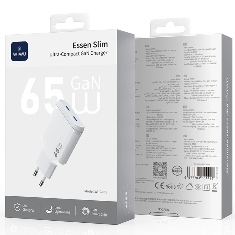 СЗУ WIWU G035 Essen PD65W GaN (2USB-C) Херсон - изображение 2
