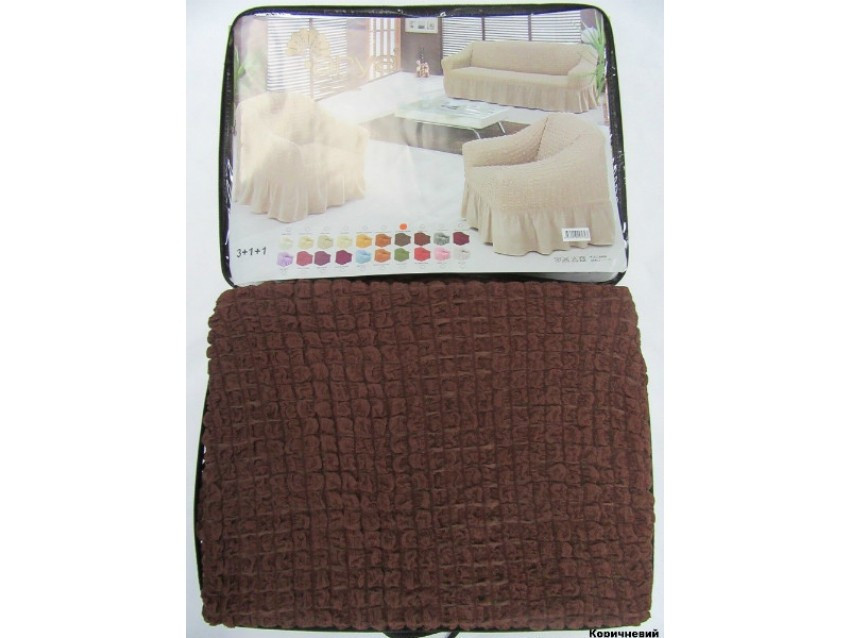 Чохол для дивана Тримісний Burumcuk Коричневий 1063212 Київ - зображення 1
