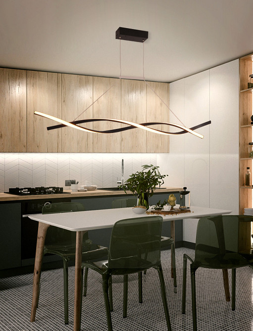 Люстра стельова LED H20L-1200-bk-k Чорний 25-100х14х120 см. Київ - зображення 1