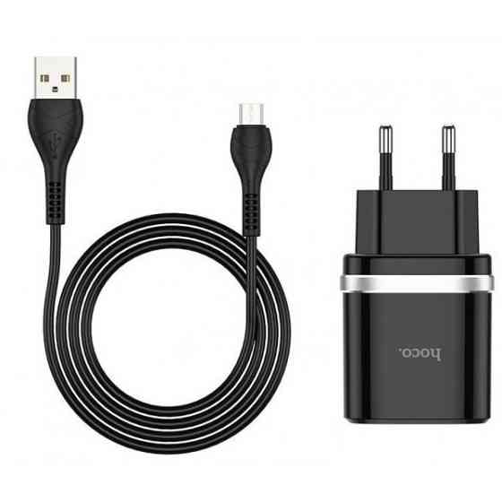 Мережевий зарядний пристрій Hoco C12Q USB 3.0 + cable Micro-USB 1m Black (Код товару:14635) Харків