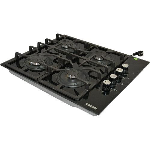 Газовая варочная поверхность Grunhelm GHGW 0434 MB WOK (4 конфорки, стекло, газ контроль, автоподжиг Київ - зображення 4