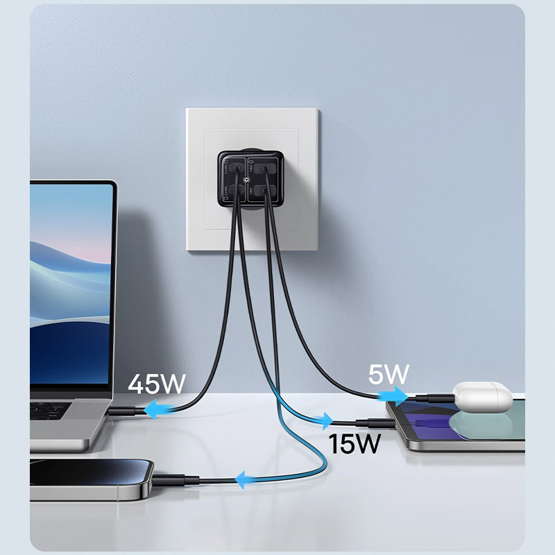 СЗУ Baseus GaN6 Pro OS 65W (2USB-A/2C) + кабель Type-C to Type-C (P10162701) Херсон - зображення 4