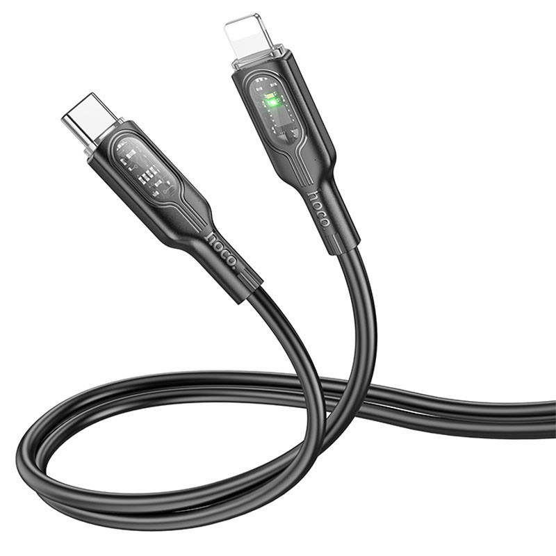 Дата кабель Hoco U120 Transparent explore intelligent power-off PD 27W Type-C to Lightning (1.2m) Херсон - изображение 2