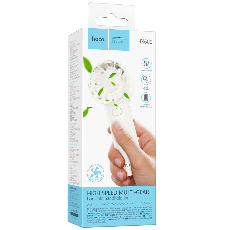 Портативный вентилятор Hoco HX600 handheld folding fan 1200 mAh Херсон - зображення 2