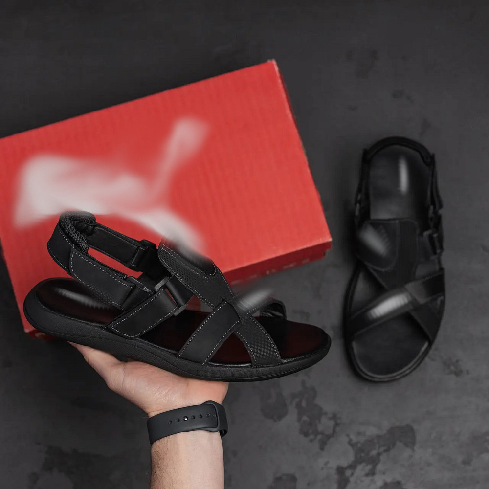 Мужские кожаные сандалии  PM Black Leather Киев - изображение 6