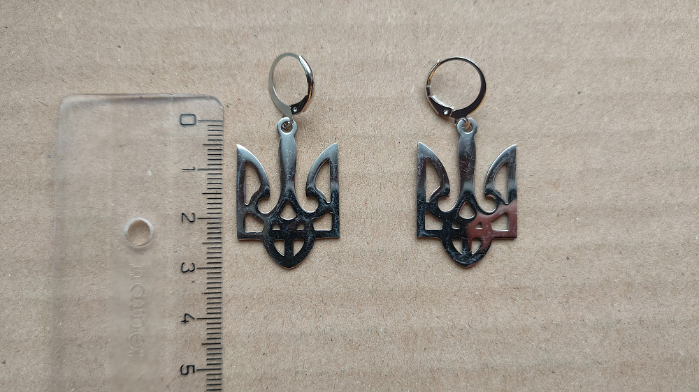 Серьги Герб Украины, сережки бижутерия Борисполь - изображение 3