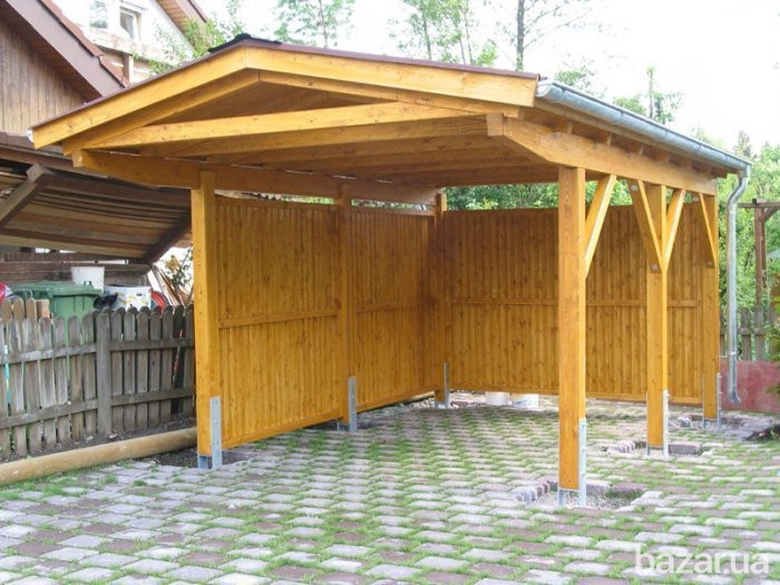 Навіс автомобільний. Деревянный навес для автомобилей. Авто навіс. Навес для авто. Київ - зображення 11