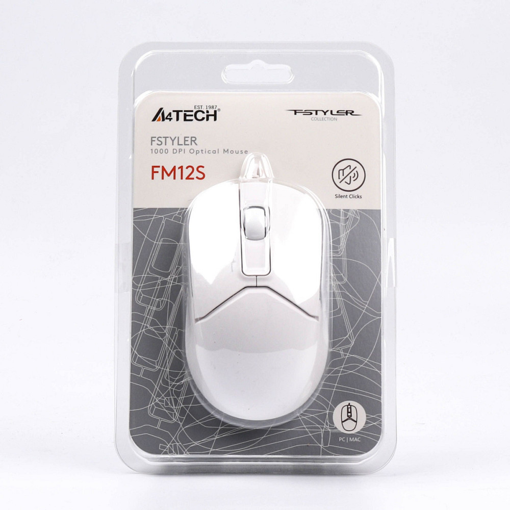 Мышь компьютерная проводная A4Tech FM12S USB White белая Киев - изображение 9