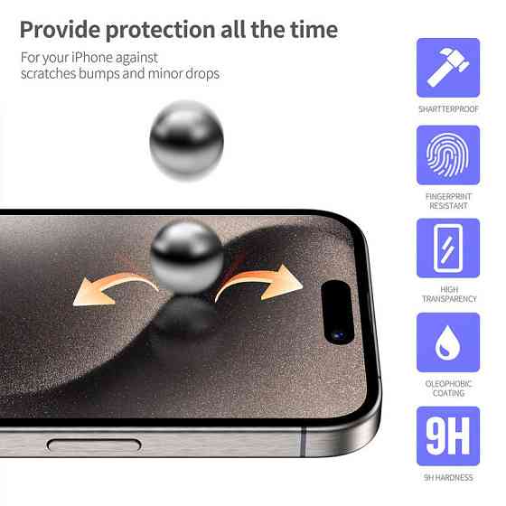 Защитное 3D стекло Blueo Hot Bending для Apple iPhone 15 Pro (6.1") (+ аппликатор) Херсон