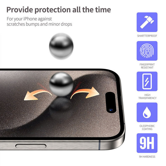 Защитное 3D стекло Blueo Hot Bending для Apple iPhone 15 Pro (6.1") (+ аппликатор) Херсон - изображение 5
