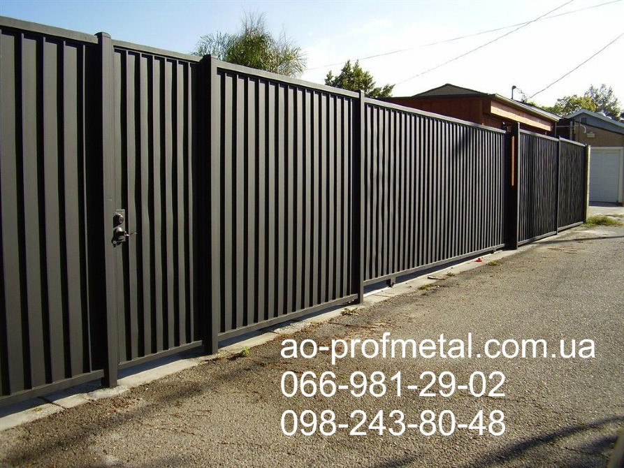 Металлопрофиль на забор черного цвета 9005 мат. Киев - изображение 2