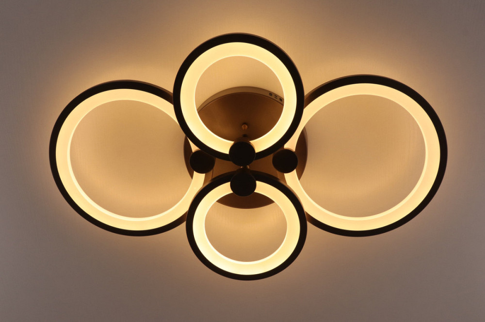 Люстра стельова LED з пультом A2280/2+2-cf Коричневий 10х62х39 см. Київ - зображення 1
