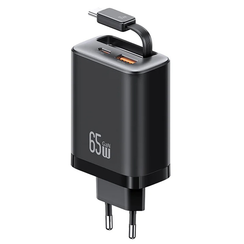СЗУ Usams US-CC299 GaN With Retractable Type-C Cable Xiang Ser. 65W (1USB-A/1C) Херсон - зображення 1