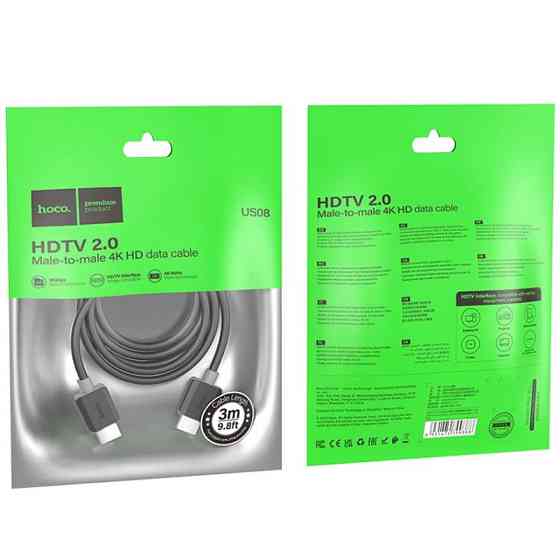 Дата кабель Hoco US08 HDTV 2.0 male to male 4K HD (1m) Херсон