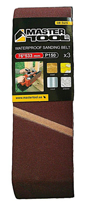 Лента шлифовальная MASTERTOOL зерно 150 76×533 мм 3 шт 08-3415 Харків - зображення 1