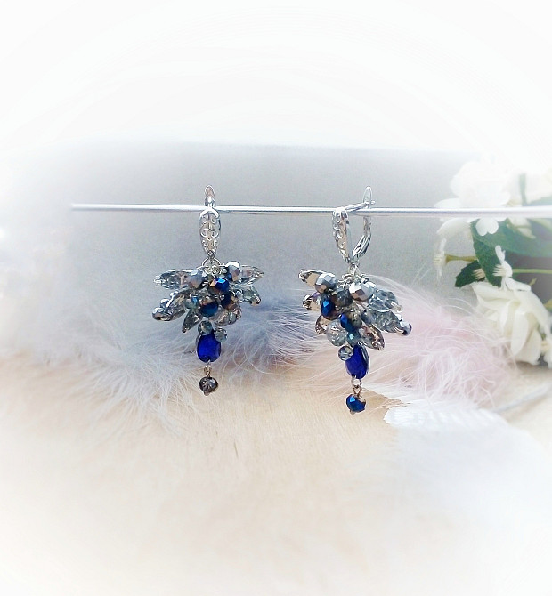 Ярослава сапфірова сережки синій електрик прозорий підвіска англійський до комплекту Луцьк - зображення 1