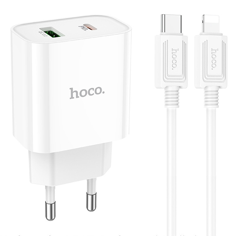 СЗУ Hoco C80A Plus Rapido PD20W+QC3.0 (1USB-A/1C) + кабель Type-C to Lightning Херсон - зображення 1