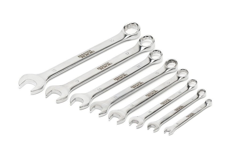 Ключи комбинированные MASTERTOOL набор 8 шт (6, 8, 10, 12, 13, 14, 17, 19 мм) CrV SATIN FINISH DIN31 Харьков - изображение 6