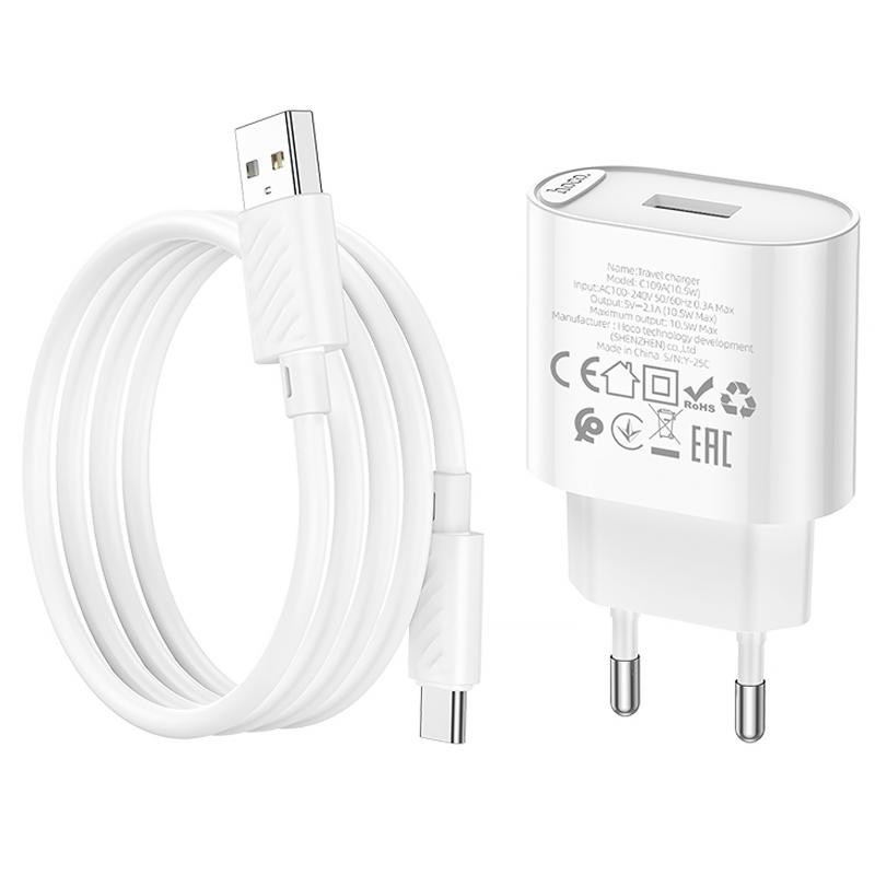 СЗУ Hoco C109A Fighter 10.5W (1USB-A) + кабель USB to Type-C Херсон - изображение 6