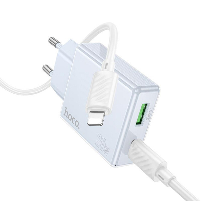 СЗУ Hoco C142A Direct PD20W+QC3.0 (1USB-A/1C) + кабель Type-C to Lightning Херсон - зображення 2