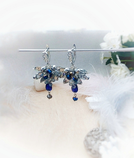 Ярослава сапфірова сережки синій електрик прозорий підвіска англійський до комплекту Луцьк - зображення 2