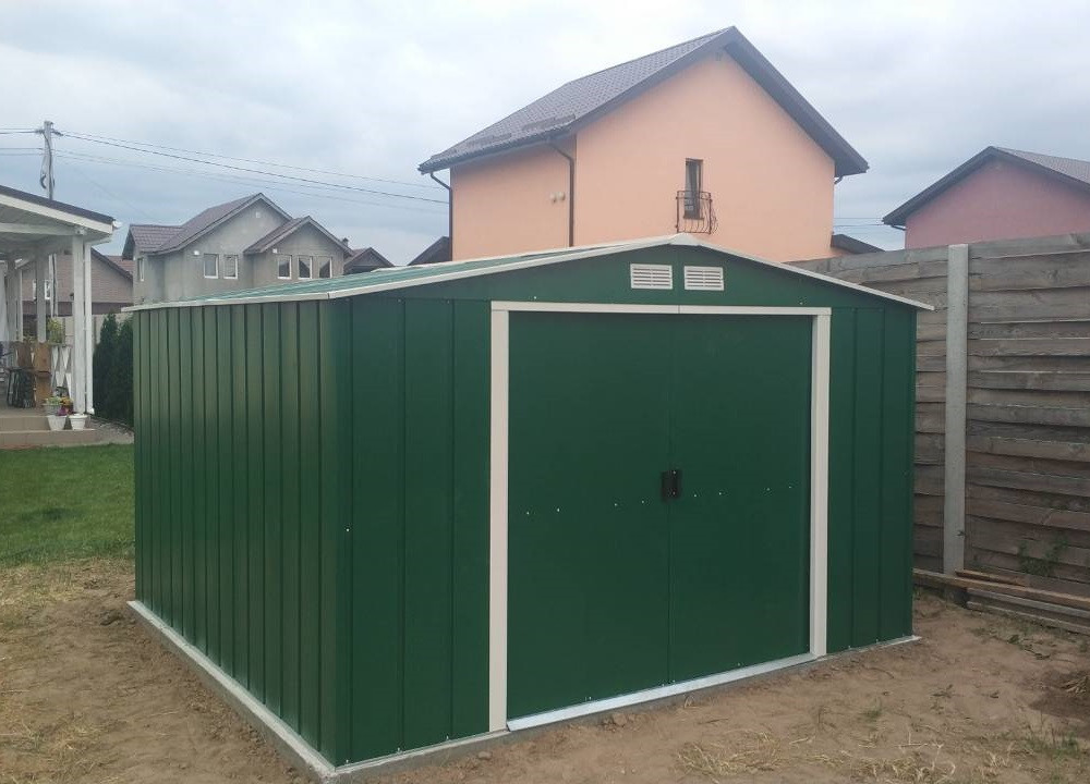 Сарай металлический ECO 202x182x181 см зеленый с белым Киев - изображение 3