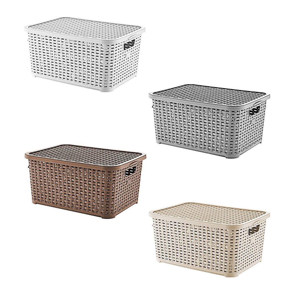 Корзина для белья под ротанг с крышкой 18 л желтая Київ - зображення 4