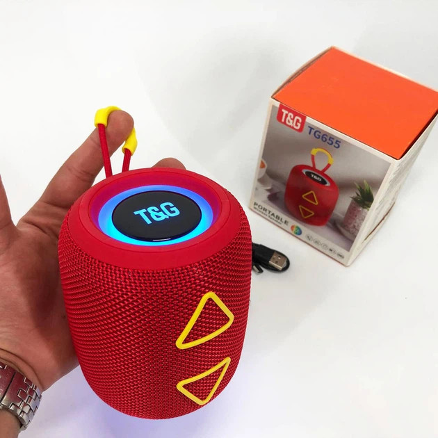 Колонка портативная Bluetooth T&G TG655 red красная Київ - зображення 3