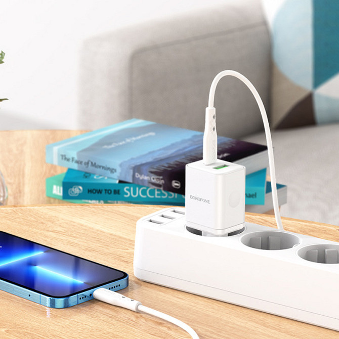 СЗУ Borofone BN7 PD20W+QC3.0 (1USB-A/1C) + кабель Type-C to Lightning Херсон - зображення 7