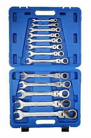 Набор ключей комбинированных с трещоткой и шарниром 8,10,12-15,17,19,22,24,27,30,32мм 13ед.  СТАНДАР Харків