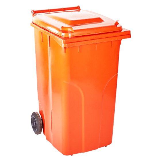 Бак для мусора на колесах с ручкой 240 л оранжевый Київ
