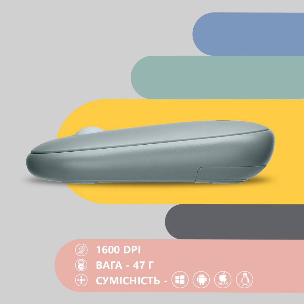Мышь компьютерная безпроводная 2Е Silent WL BT Ashen green 2E-MF300WGN зеленая Київ - зображення 10