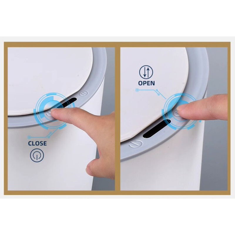 Сенсорное ведро для мусора JAH 8 л круглое Waterproof серое Київ - зображення 4