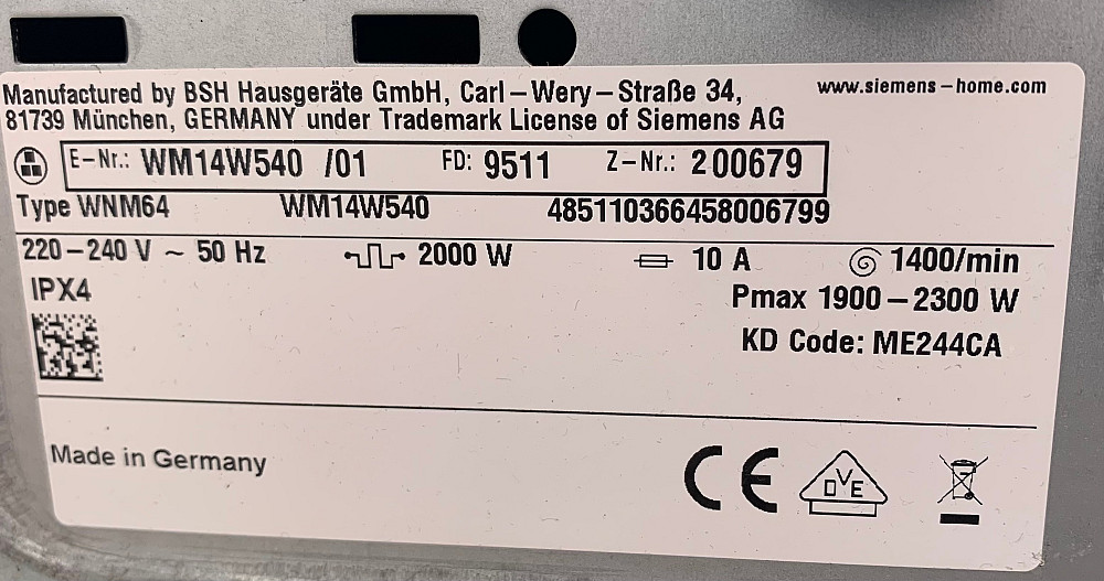 Пральна стиральная машина Siemens IQ700 WM14W540 A+++ 9kg Germany Бережани - зображення 4