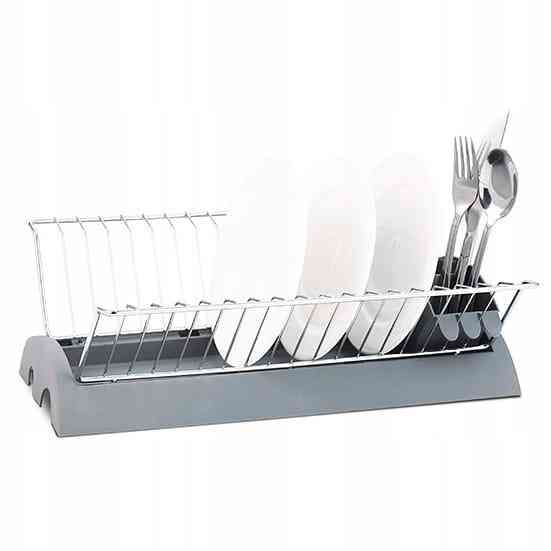 Сушилка для посуды Kamille 41.5*25.5*11.5см из хромированной стали с поддоном серый 0769A Одесса