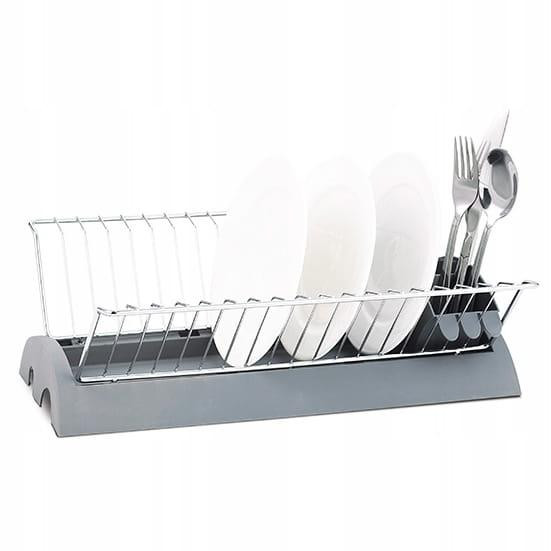 Сушилка для посуды Kamille 41.5*25.5*11.5см из хромированной стали с поддоном серый 0769A Одесса - изображение 1