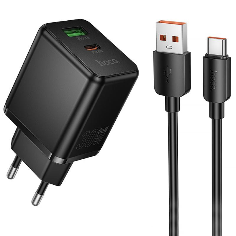 СЗУ Hoco C157A Smart PD30W+QC3.0 (1USB-A/1C) + кабель USB to Type-C Херсон - изображение 1