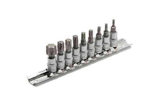 Набор головок торцевых MASTERTOOL с отверточными насадками TORX 1/4" T10-T60 CrV 9 шт 78-1400 Харків