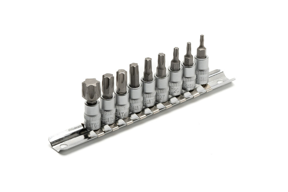 Набор головок торцевых MASTERTOOL с отверточными насадками TORX 1/4" T10-T60 CrV 9 шт 78-1400 Харків - зображення 4