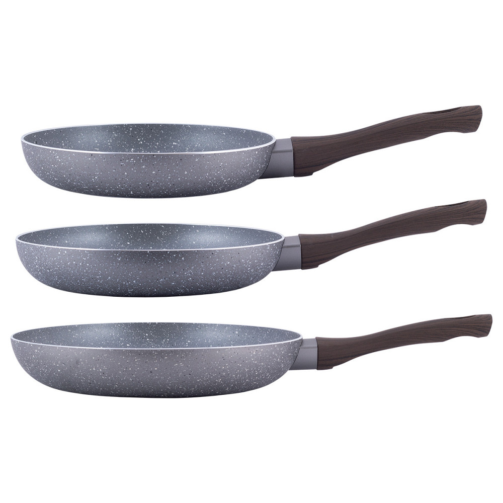 Набор сковород Kamille (20см, 24см, 28см) с антипригарным покрытием Grey marble Одесса - изображение 1