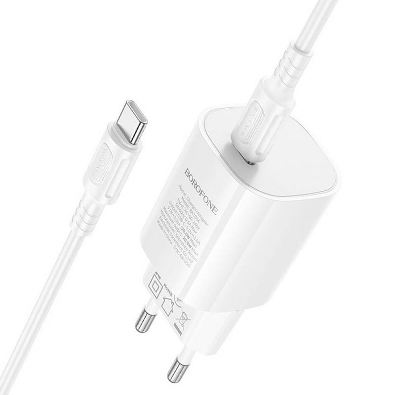 СЗУ Borofone BA103A Pudding PD20W (1USB-C) + кабель Type-C to Type-C Херсон - изображение 2