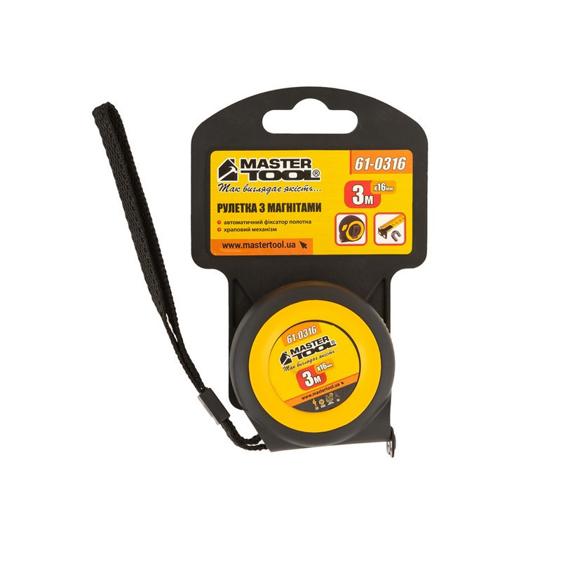 Рулетка MASTERTOOL 3 м х 16 мм с магнитами автоматический фиксатор покрытие TPR храповый механизм 61 Харьков - изображение 8