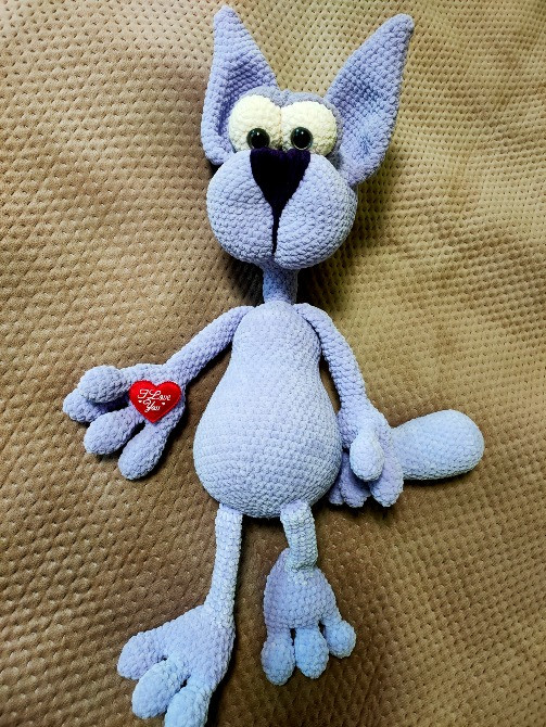 Кіт котик іграшка м'яка в'язана велика 67 см ручна робота Нововолынск - изображение 4