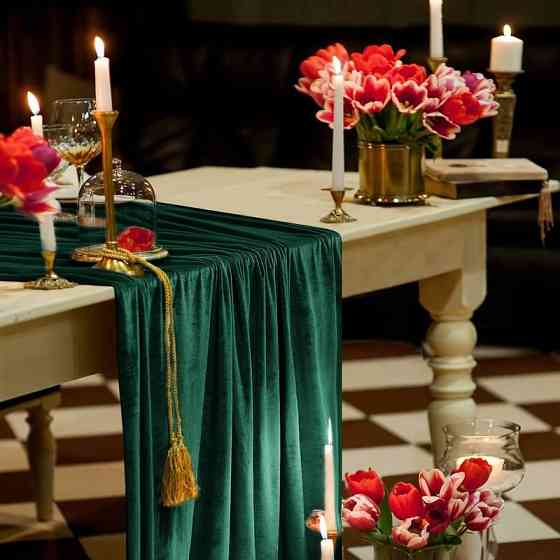 Дорожка-раннер бархатная Leeseph 300 см зелёная Одесса